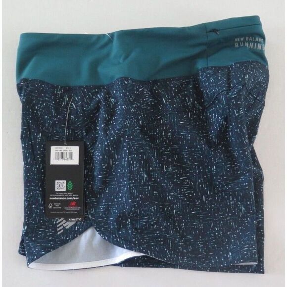 New Balance WS13265 Women's Sz S Mountain Teal Printed 5" Impact Shorts - Picture 6 of 6
